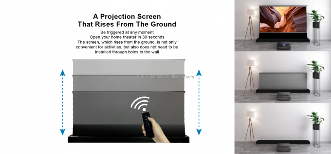 150-inch vloer stijgende ALR projectie scherm gemotoriseerd voor UST projector, terugtrekbaar omgevingslicht afwijzend scherm 1