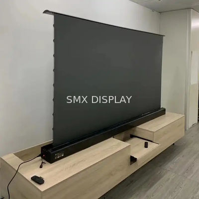Kwaliteit Elektrische Spanning Floor Rising Ambient Light Rejecting Projector Screen 120 Inch ALR UST Projector Screen Fabriek