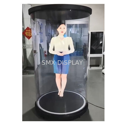 AI-gebaseerde interactieve 3D-hologrambox, 75 inch digitale menselijke ronde tentoonstellingsstand Holotube holografische displaybox